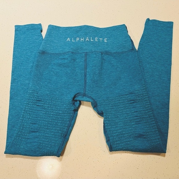 SOLD Alphalete | Revival High-Waist Seamless Leggings in Cayman Blue Size Medium - Picture 7 of 8